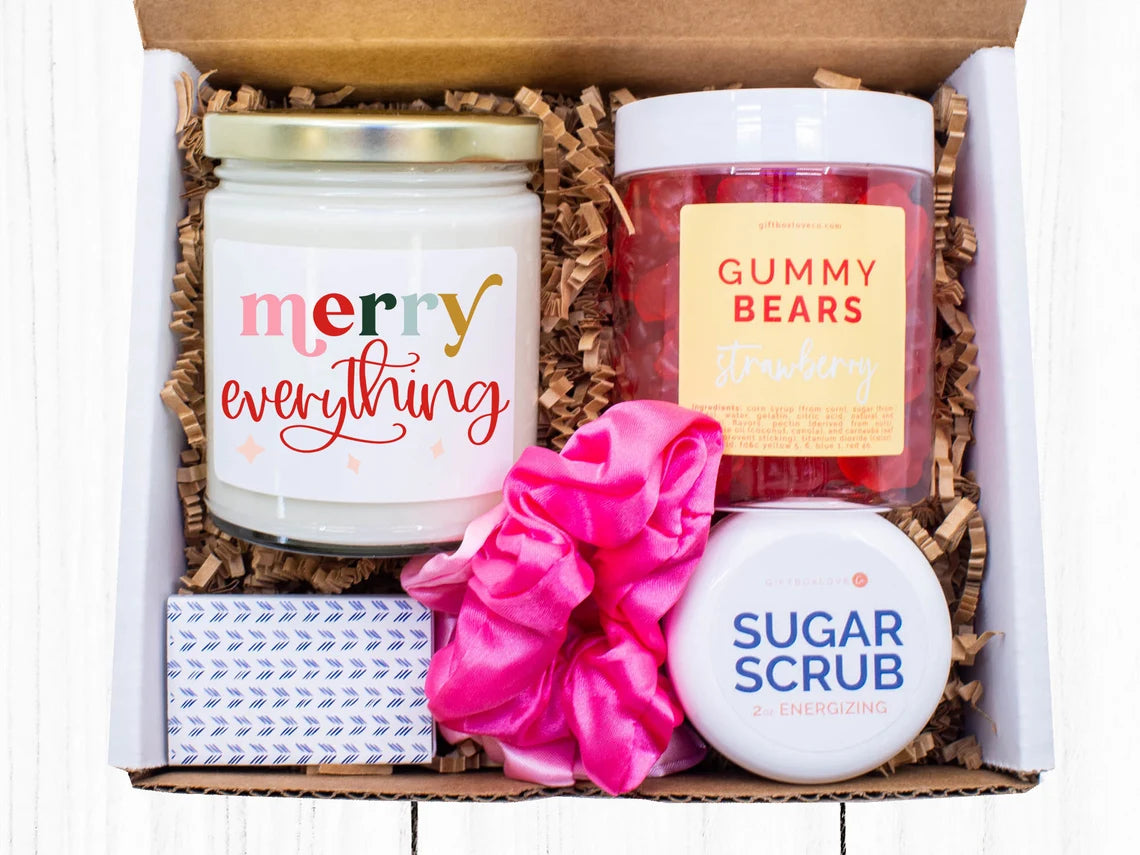 Merry Everything Candle Gift Box with Gummy Bears