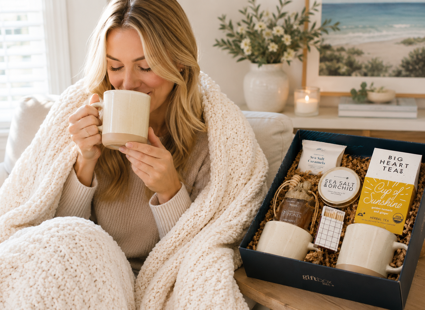 A just because gift box filled with sunshine to surprise someone you love