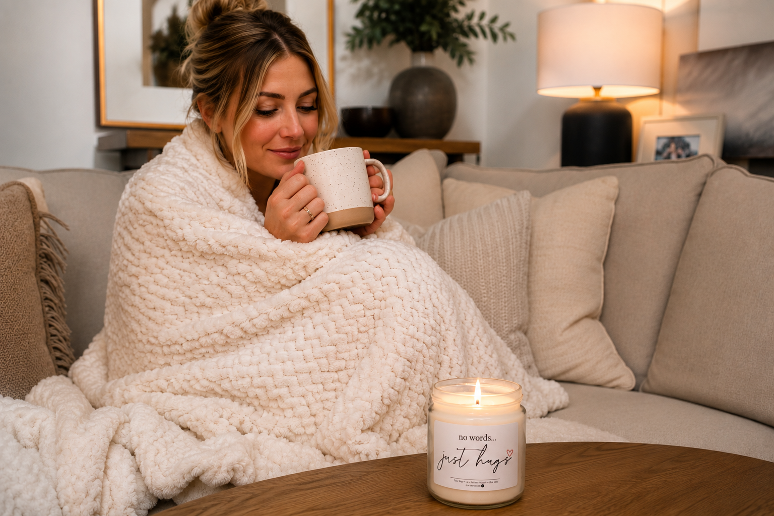 Sympathy gift instead of flowers, a comfort box with blanket, candle, and tea