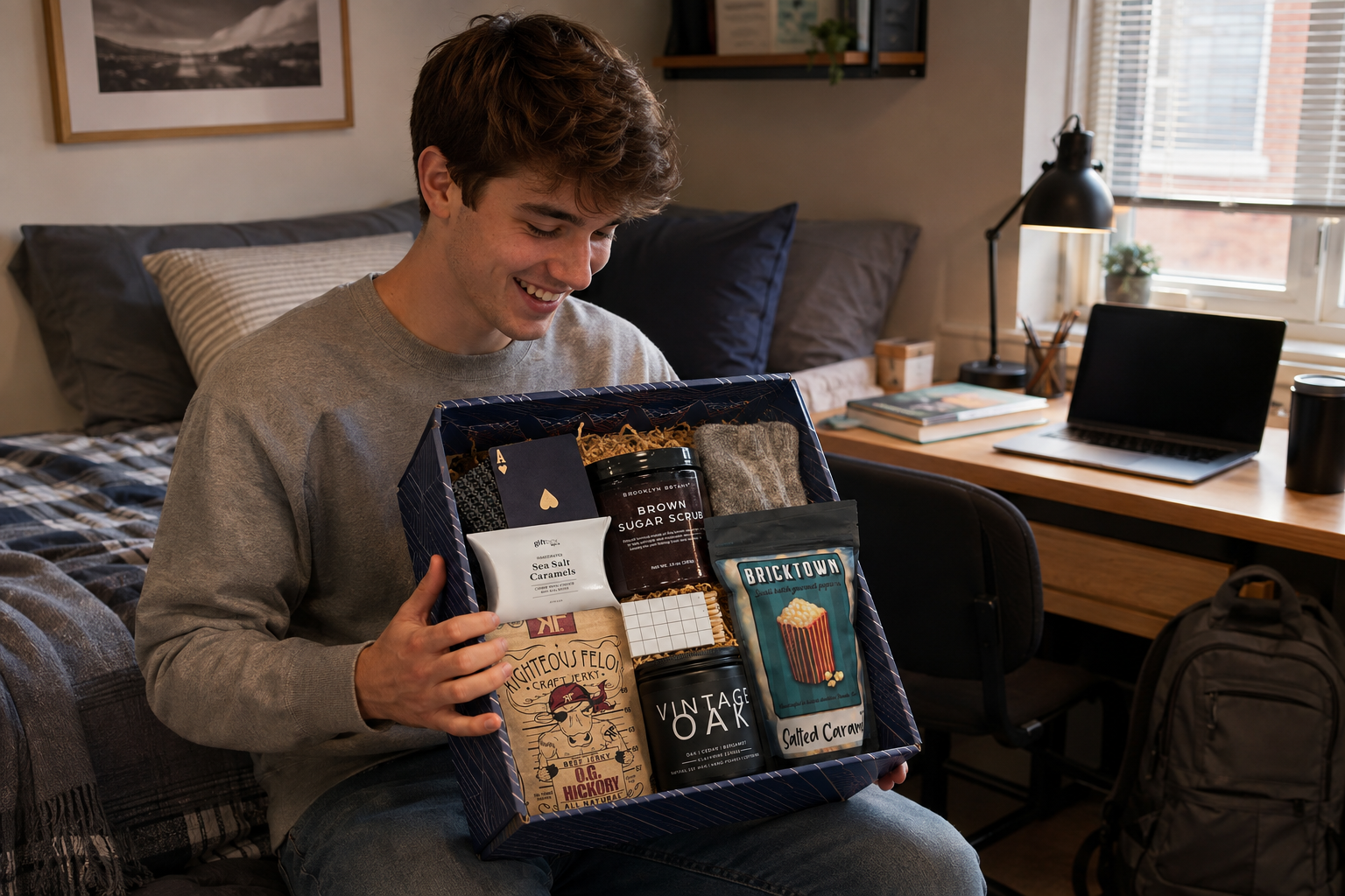 Custom gift box for him filled with practical, personal items he will use