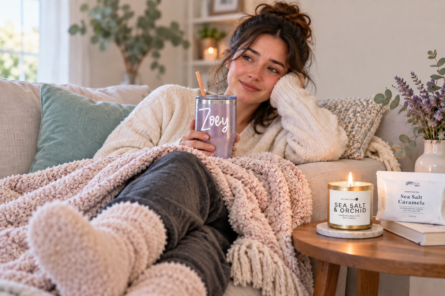 Get well gift baskets for cold and flu season with cozy comfort items