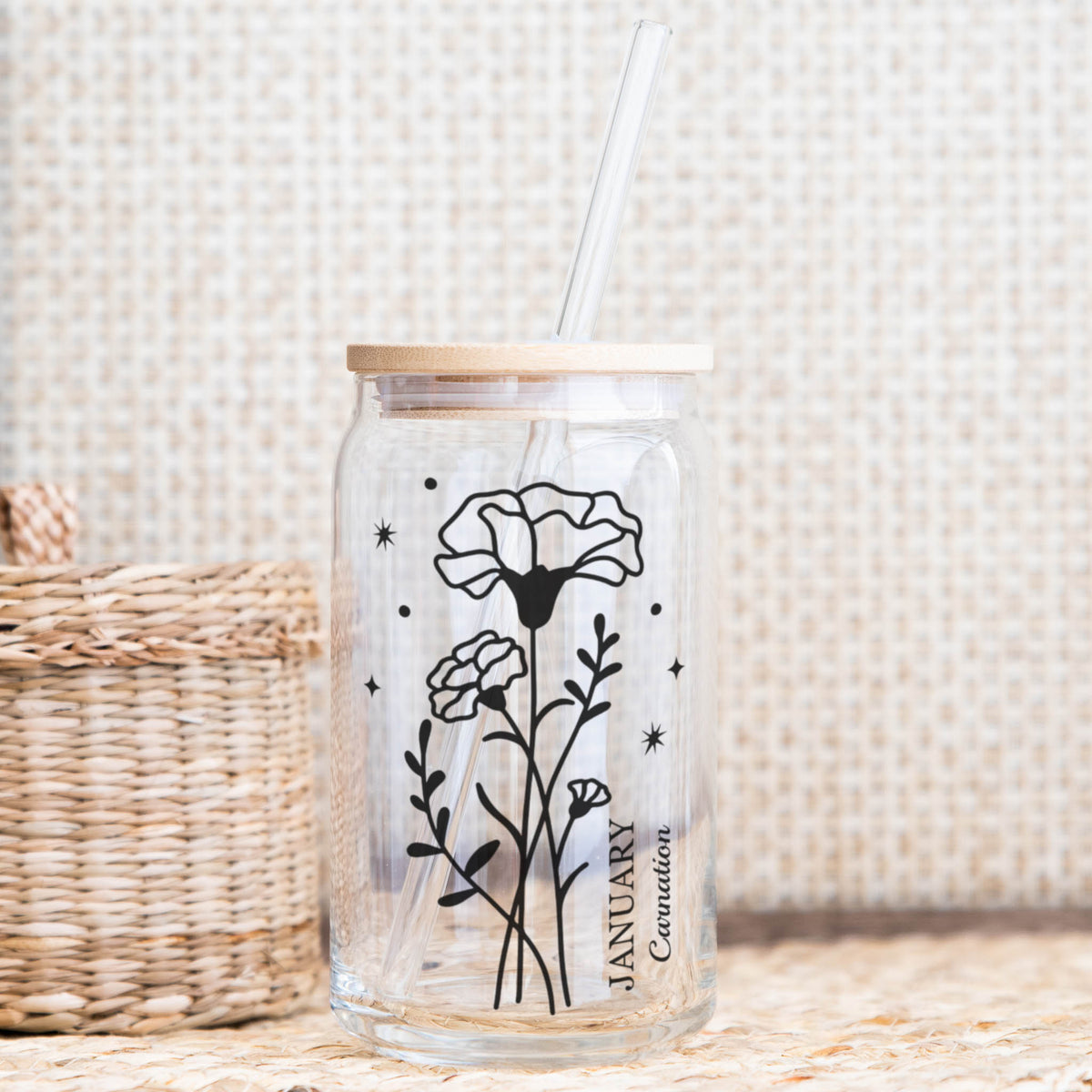 January Birth Flower Libby Glass – Carnation