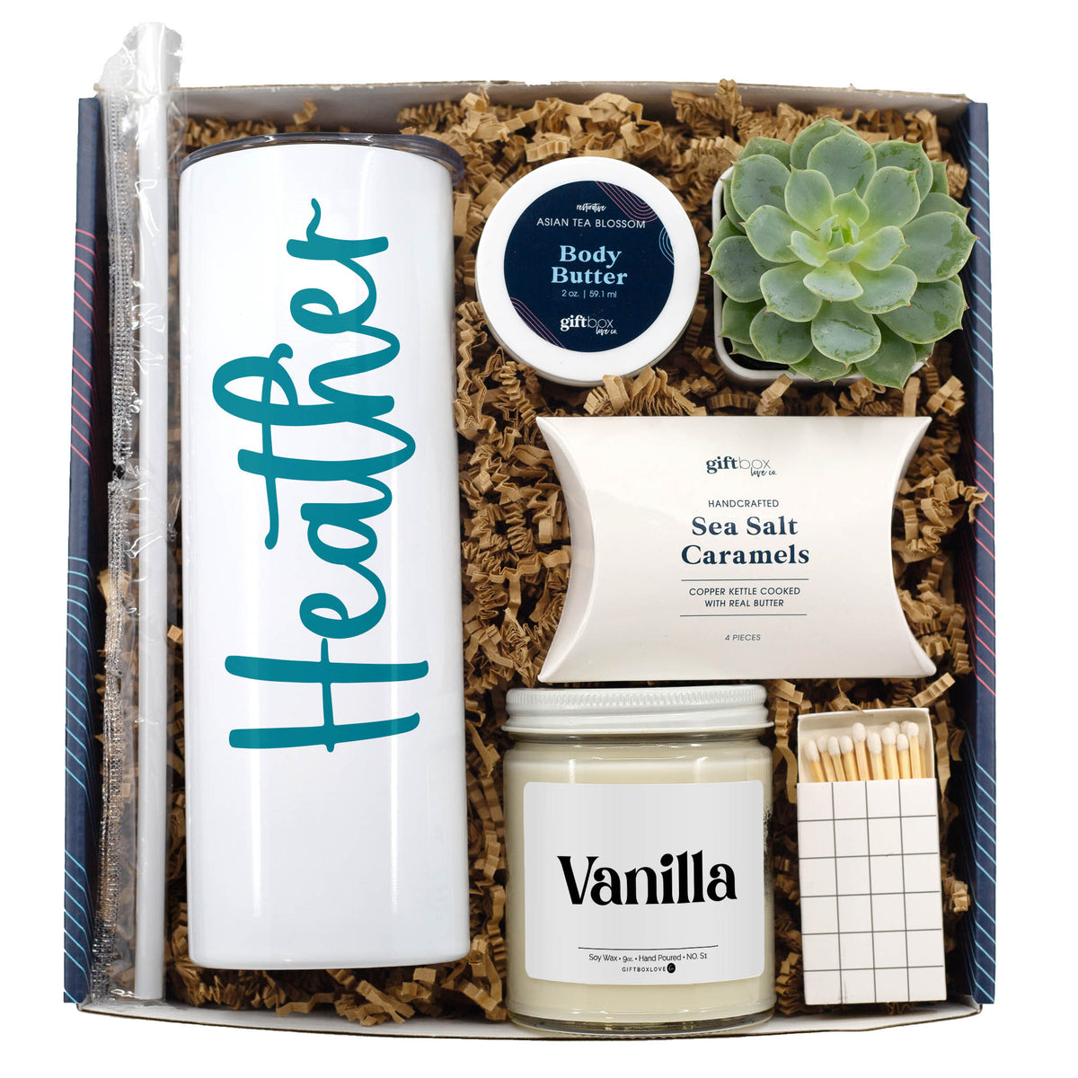 Personalized Tumbler with Succulent Gift Box
