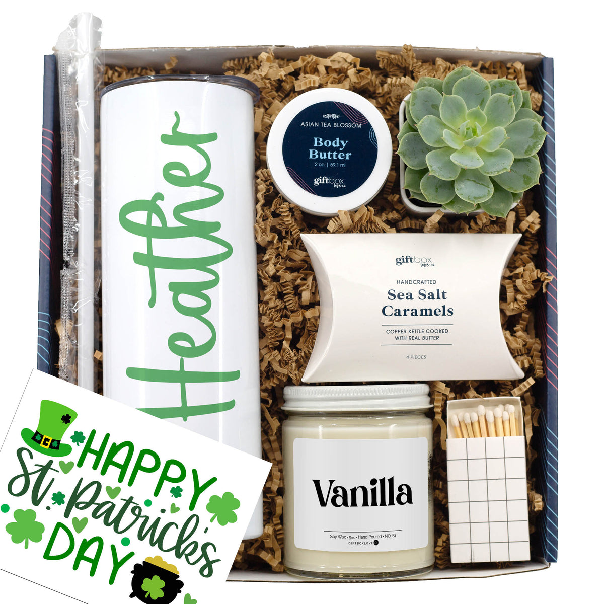 St. Patricks Day Tumbler with Succulent Gift Box