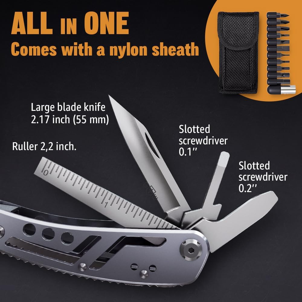 Stainless Steel Multitool with Bit Set