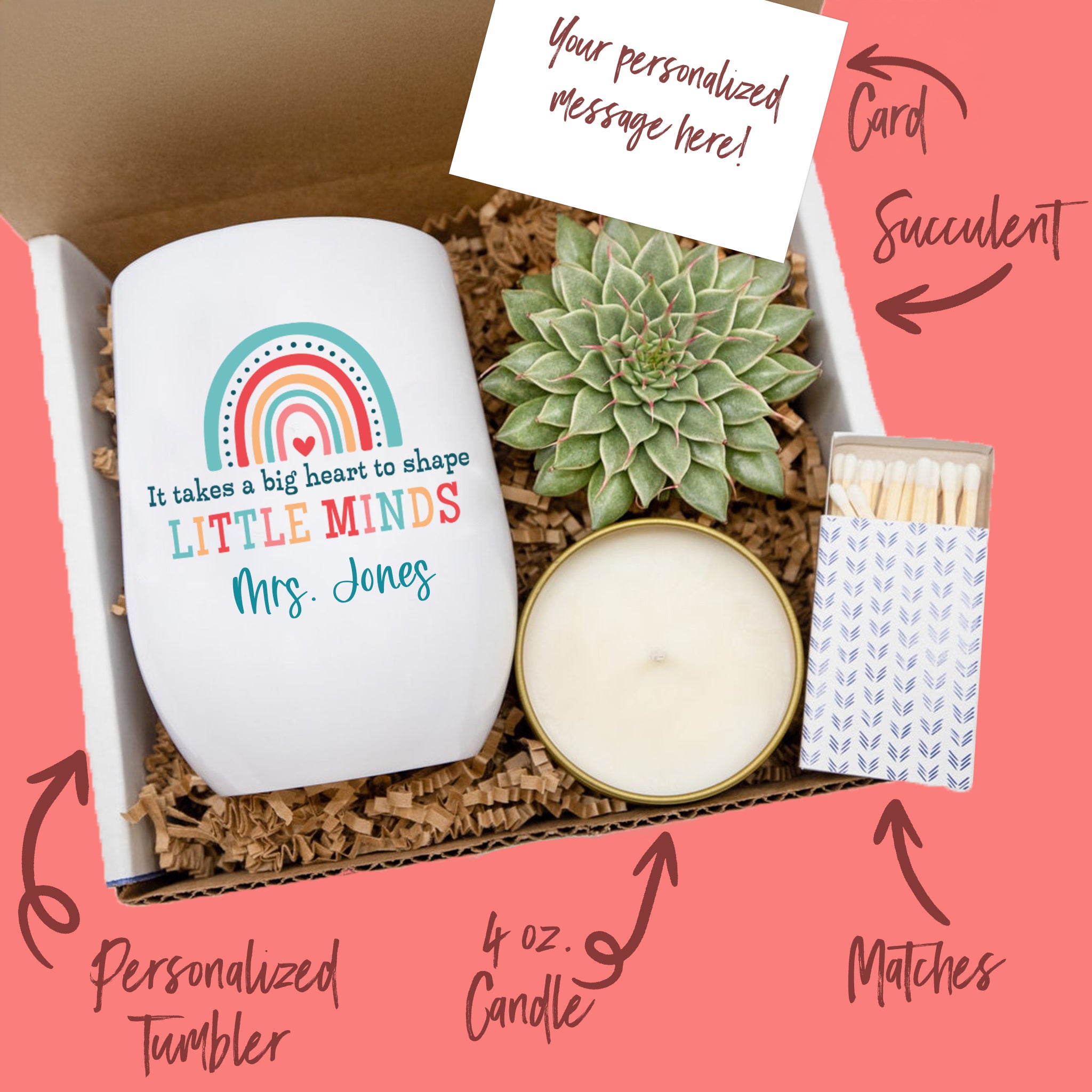 teacher appreciation succulent Personalized Teacher Appreciation Gift (Rainbow)