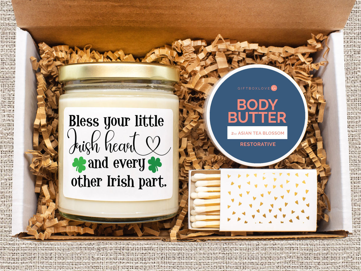 St. Patricks Day &#39;Bless Your Irish Heart&#39; Candle Gift Box