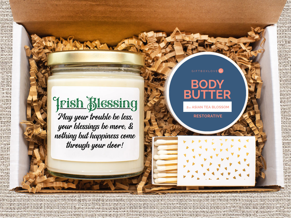 St. Patricks Day &#39;Irish Blessing&#39; Candle Gift Box