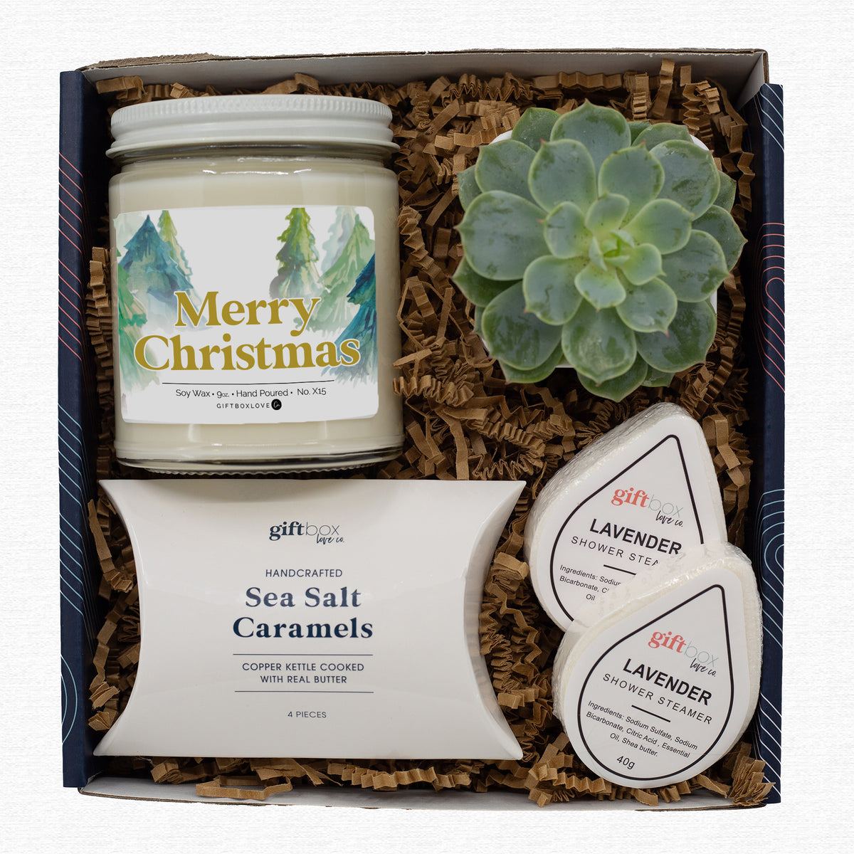 Christmas Holiday Gift Box – Candle, Succulent &amp; Treats