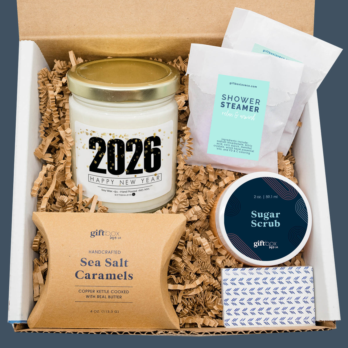 Happy New Year Candle Gift Box with Caramels