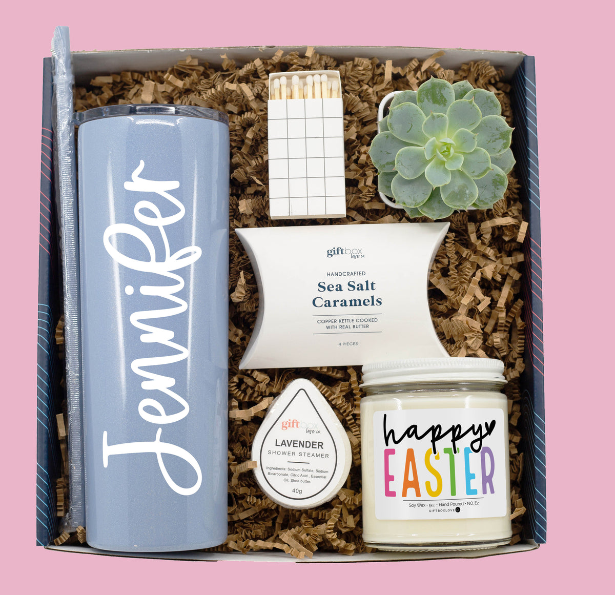 Easter Personalized Tumbler and Succulent Gift Box