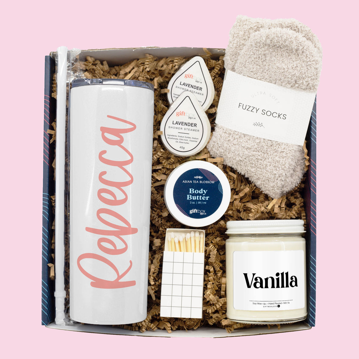 Valentines Tumbler and Candle Spa Gift Box