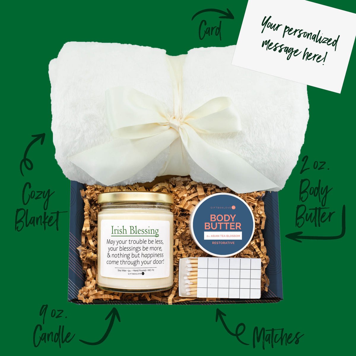 St. Patricks Day 'Irish Blessing' Candle Gift Box