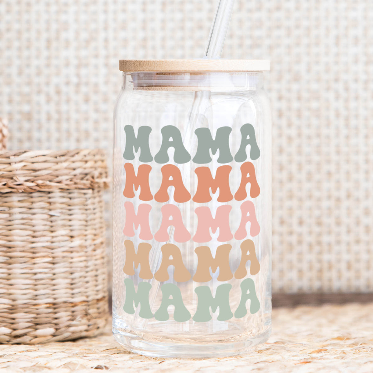MAMA Iced Coffee Glass with Straw