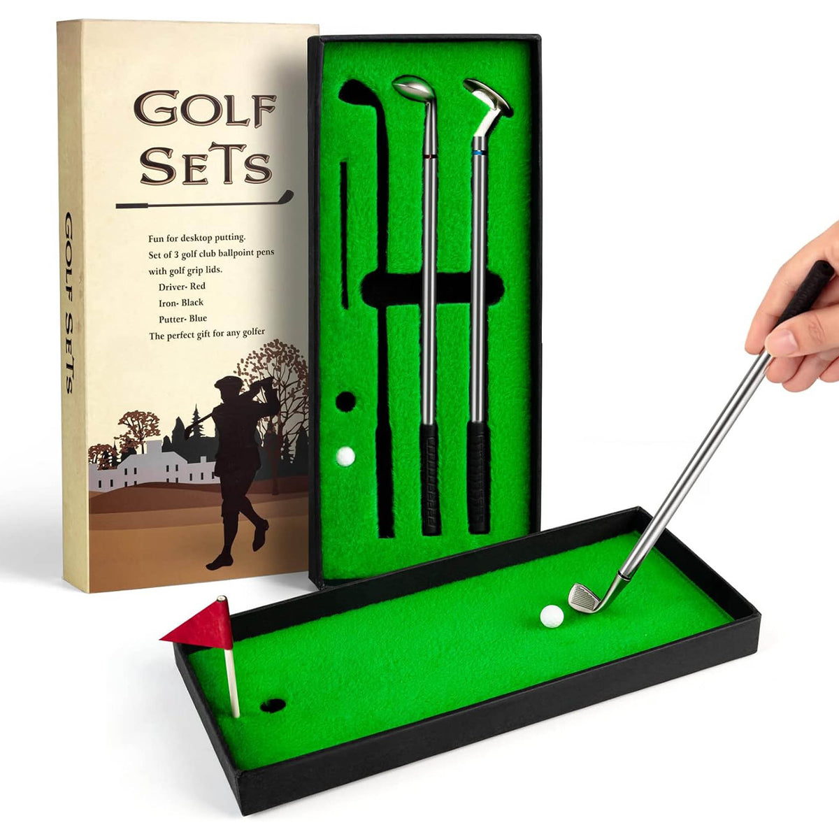 Mini Desktop Golf Pen Set with Putting Green