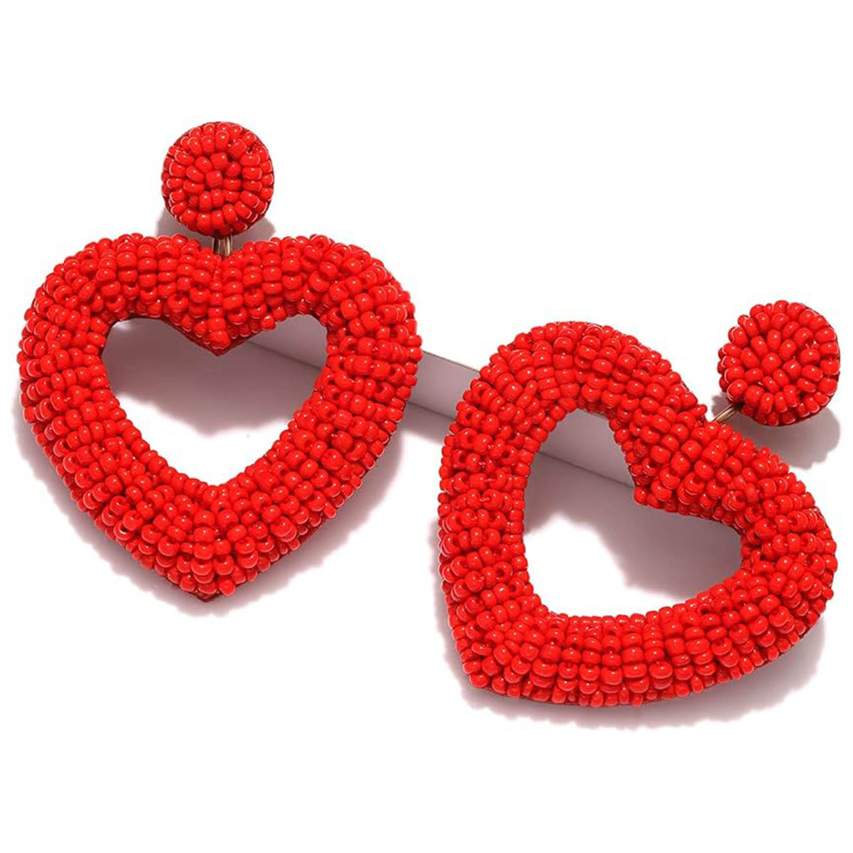 Beaded Heart Drop Earrings – Valentine’s Day Statement Jewelry