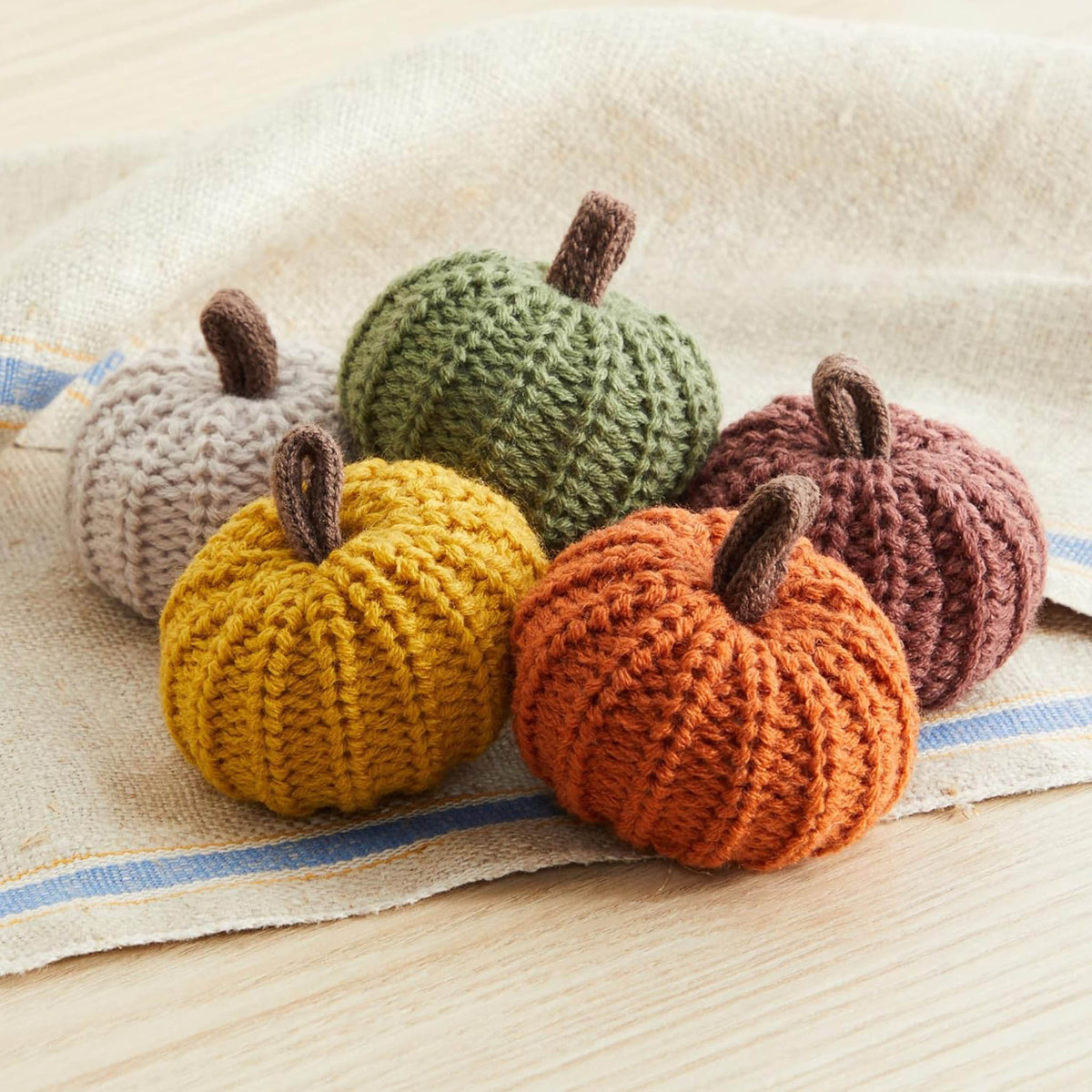 Mini Knit Pumpkins – Set of 5 Fall Decor