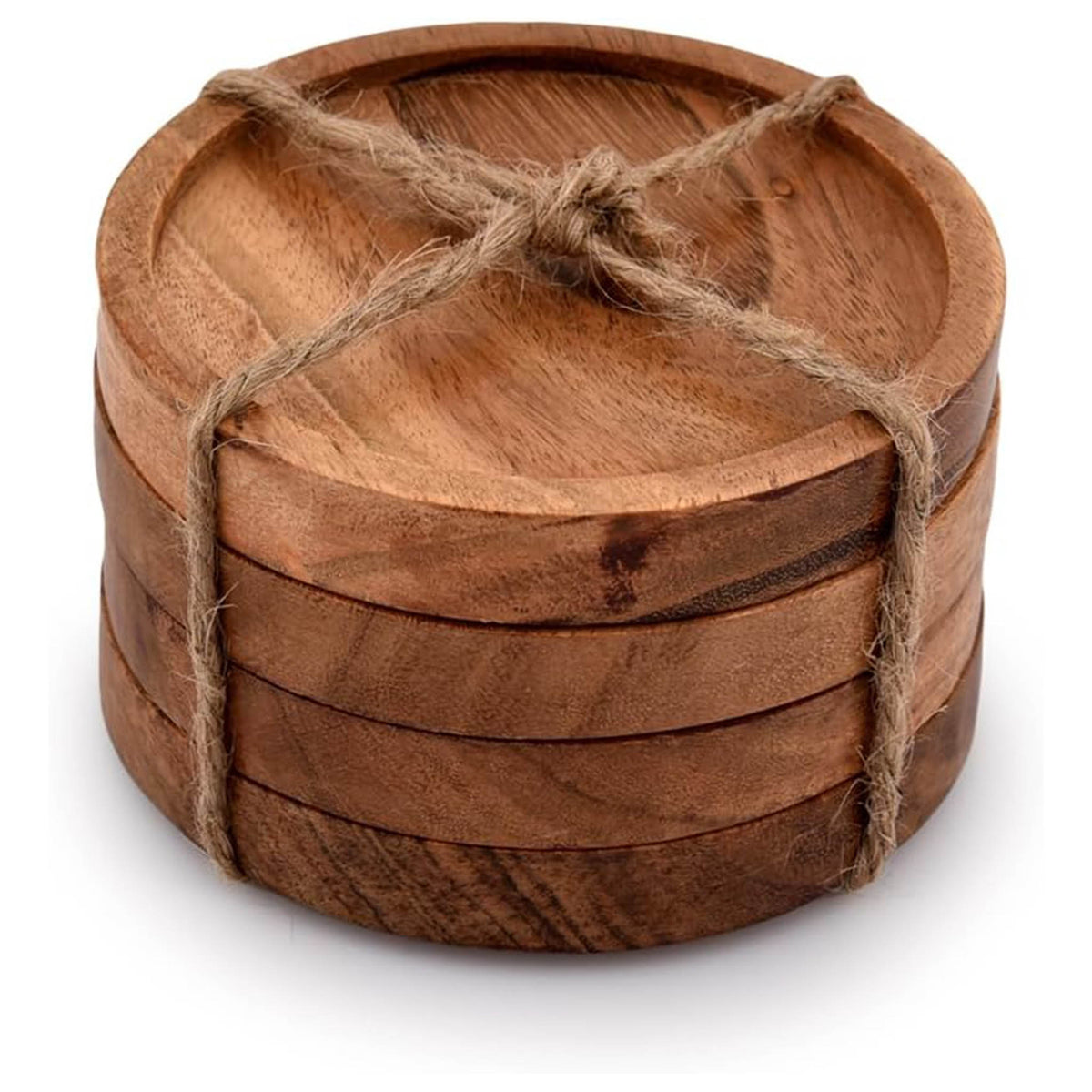Round Wood Coaster Set