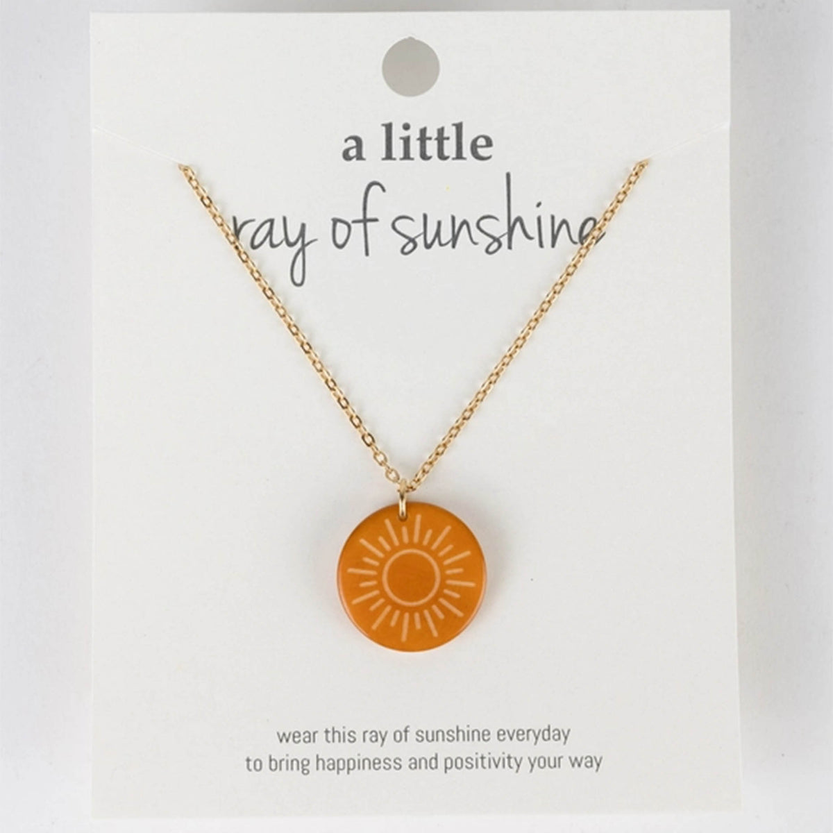 sunshine charm necklace with inspirational message card