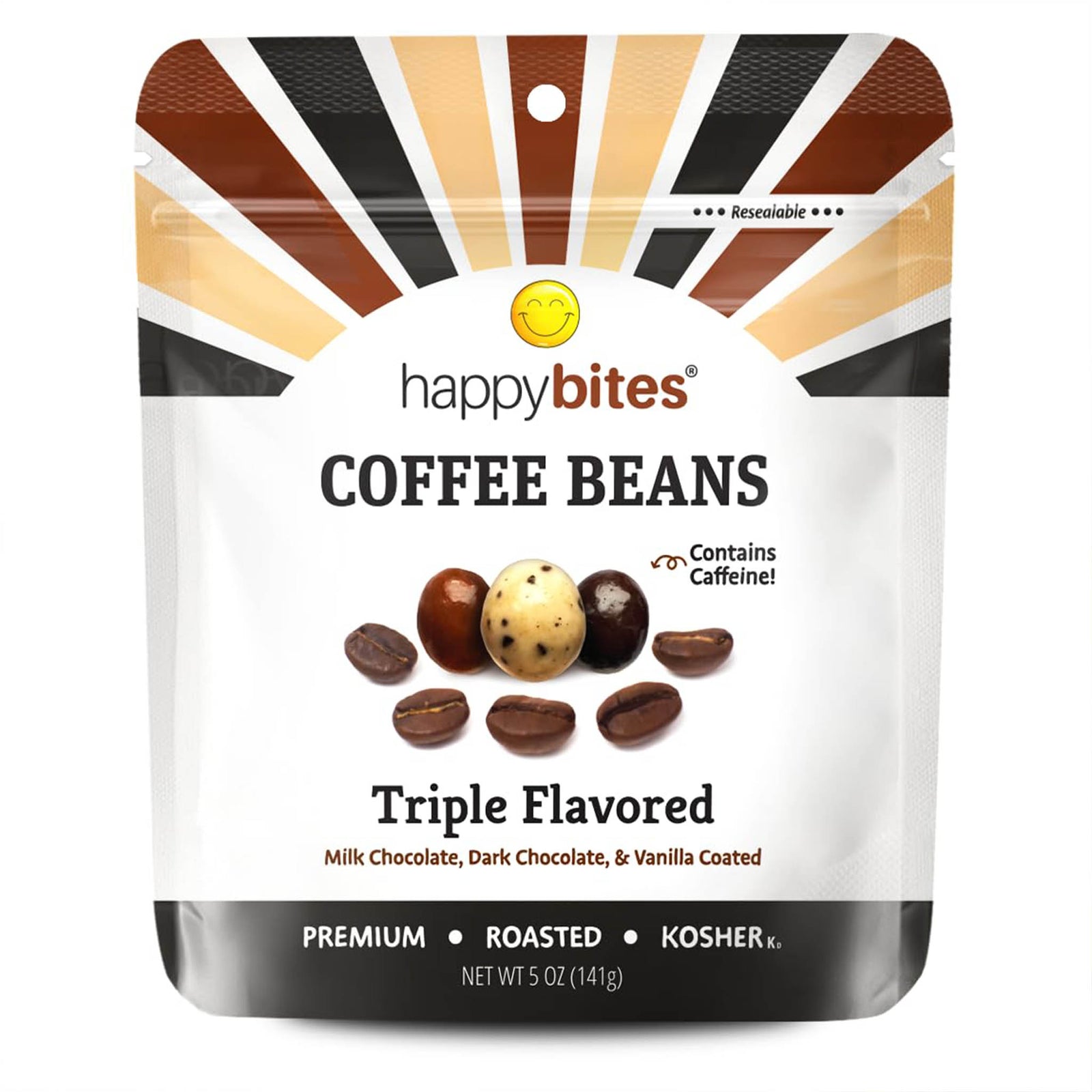 triple flavored chocolate covered coffee beans snack pouch