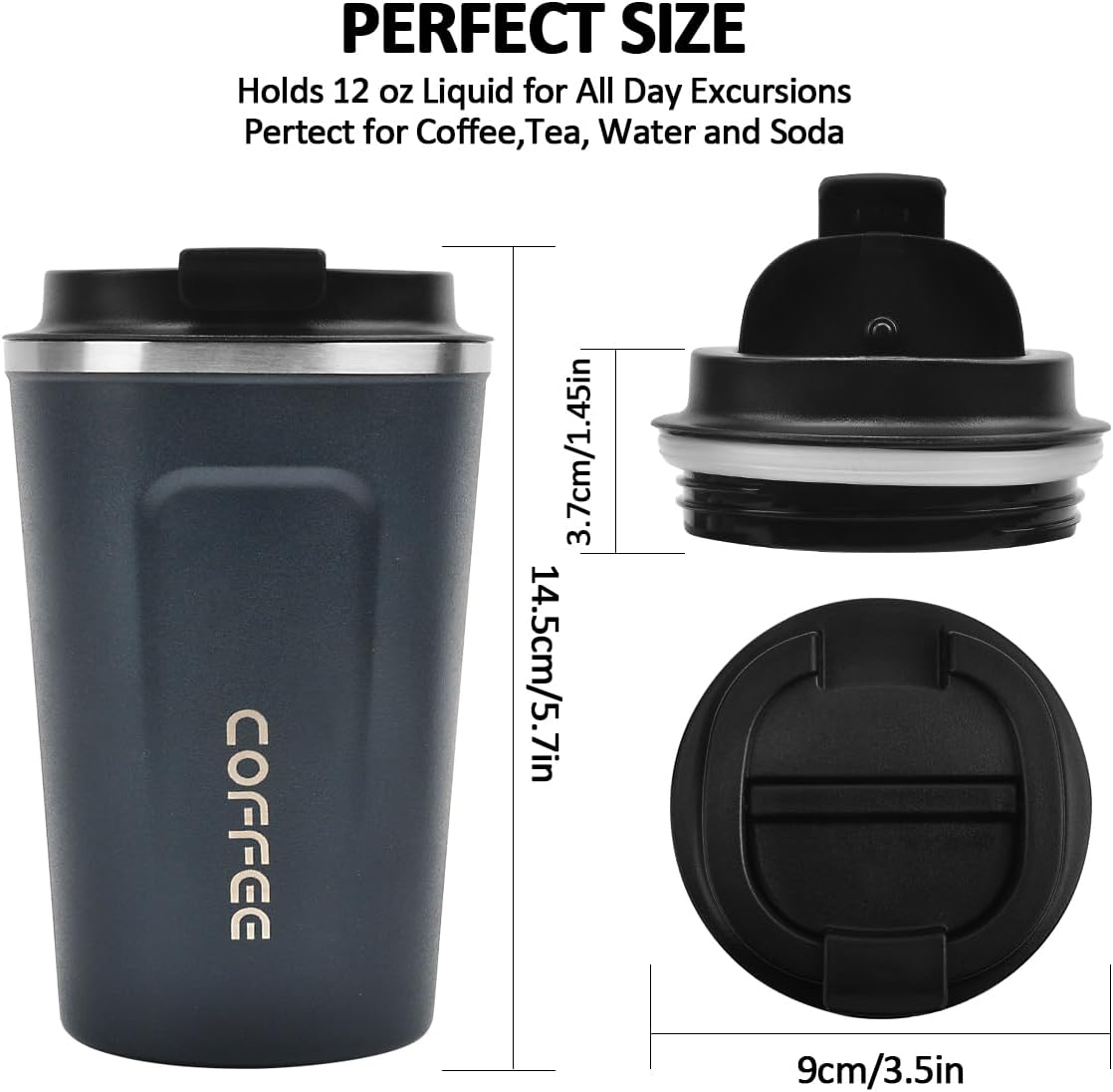 12 oz Stainless Steel Travel Coffee Tumbler with Spill-Proof Lid
