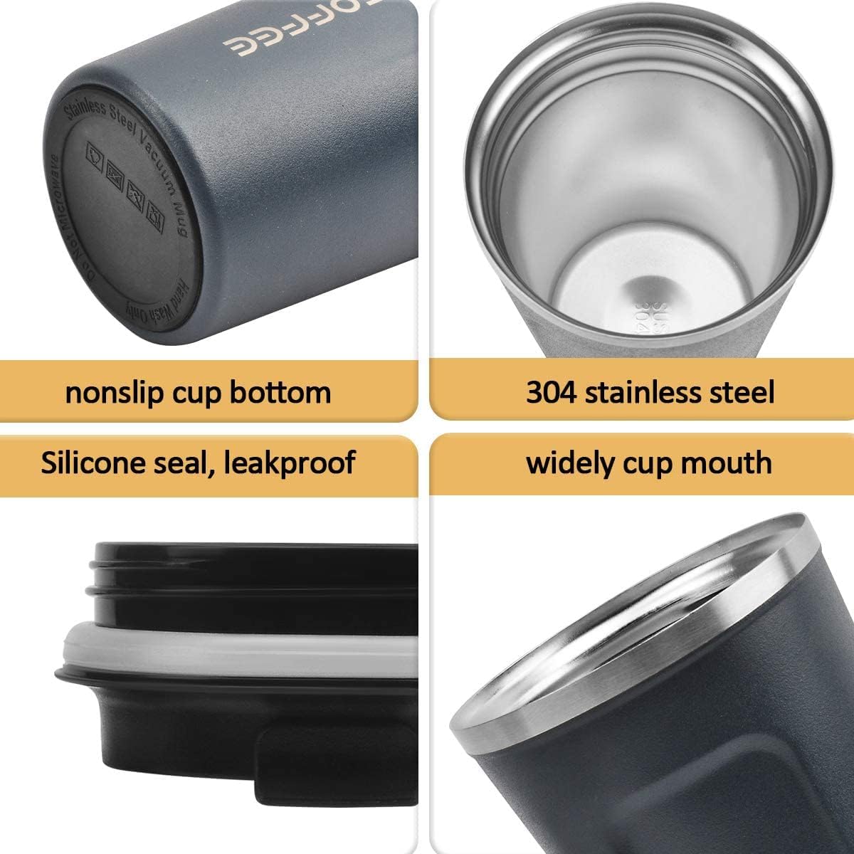 12 oz Stainless Steel Travel Coffee Tumbler with Spill-Proof Lid