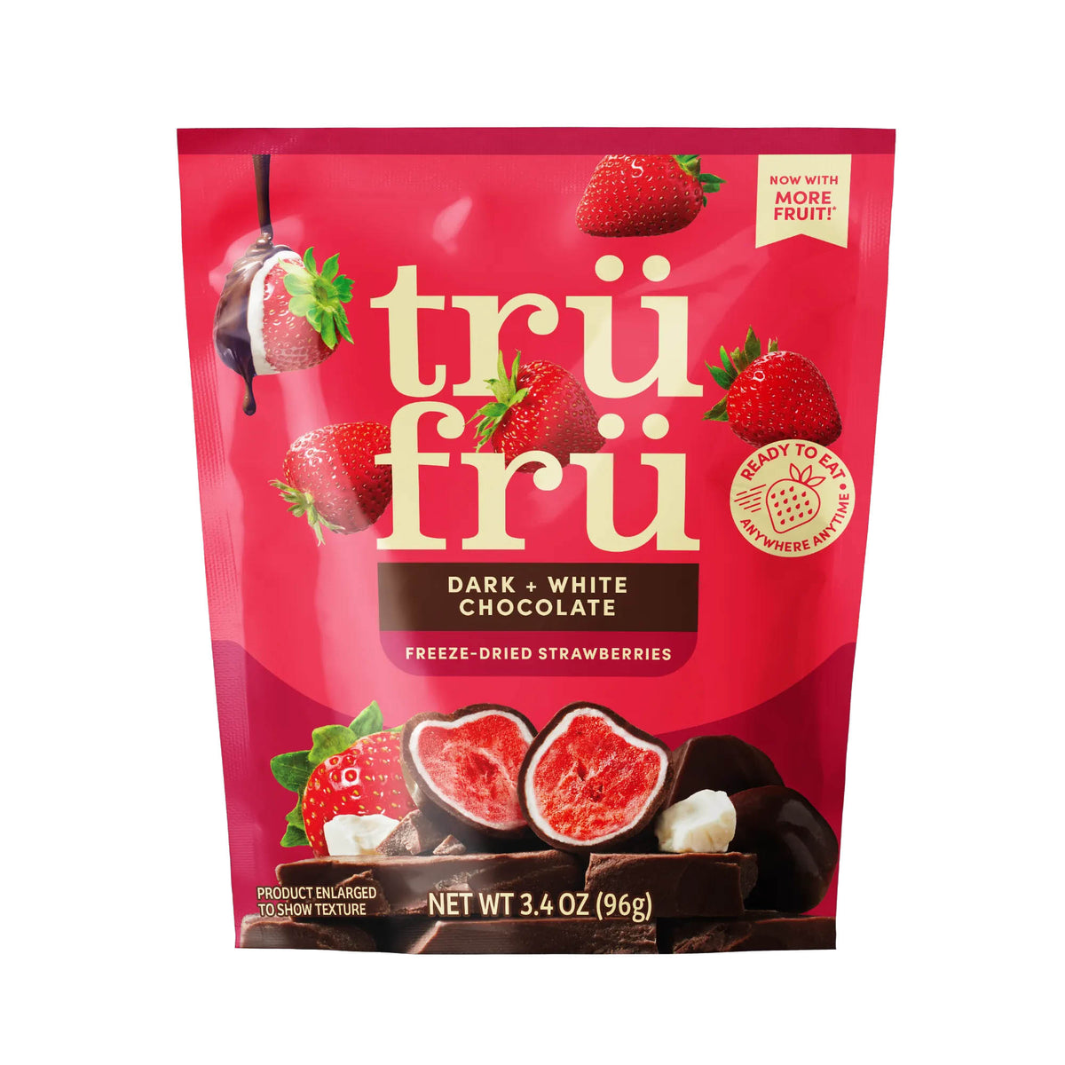 freeze dried strawberries coated in dark and white chocolate
