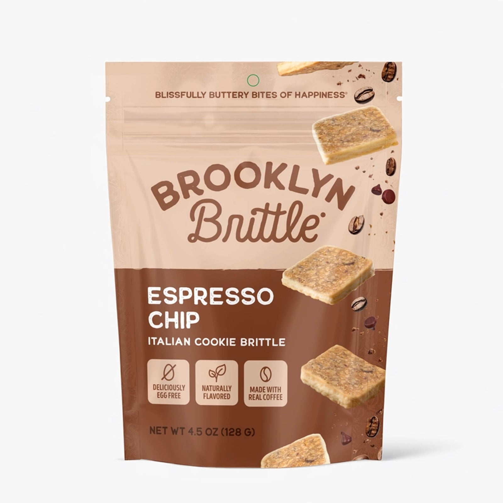 espresso chip cookie brittle snack with real coffee flavor by brooklyn brittle