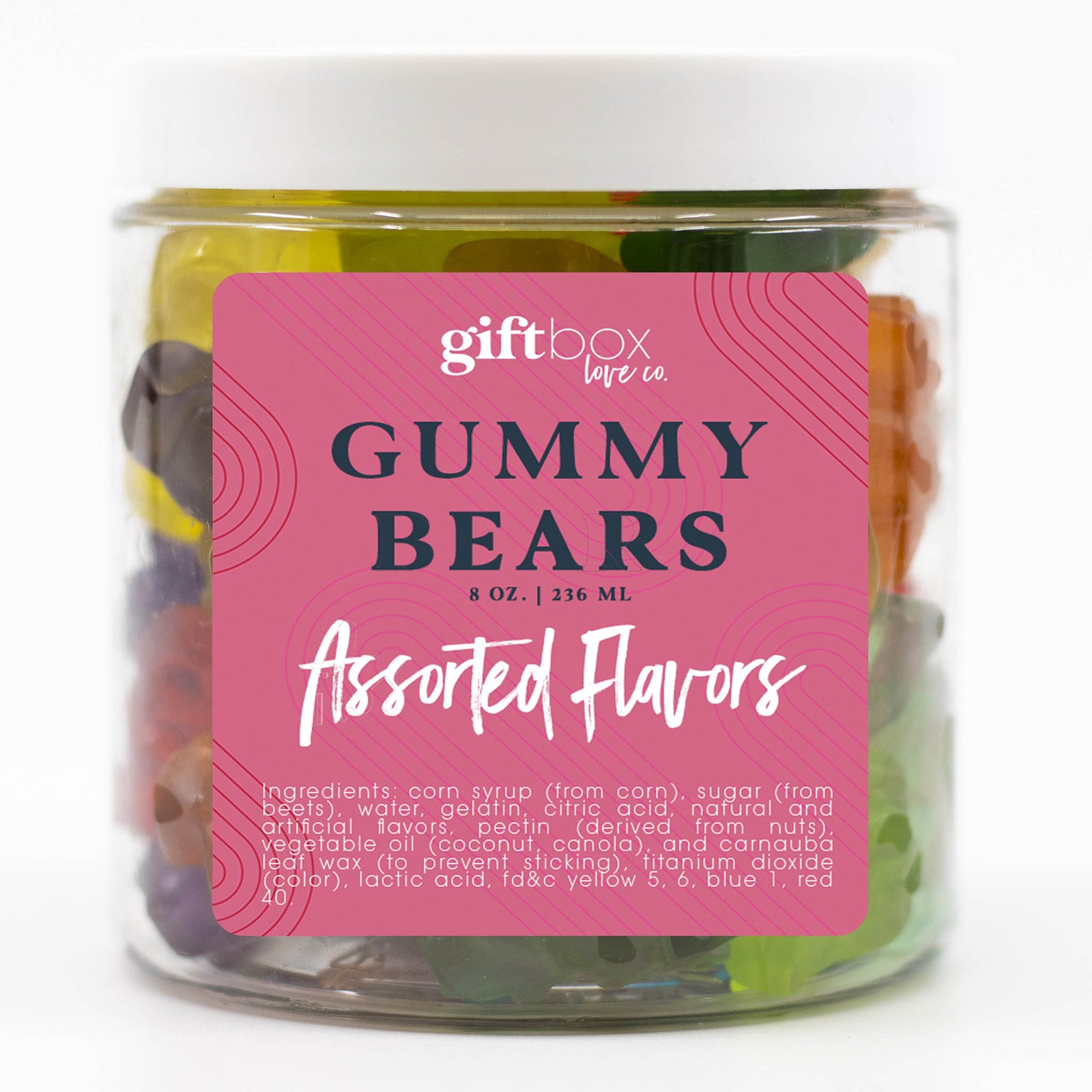 Gift Box Love Co. assorted gummy bears 8 oz jar, sweet colorful candy gift