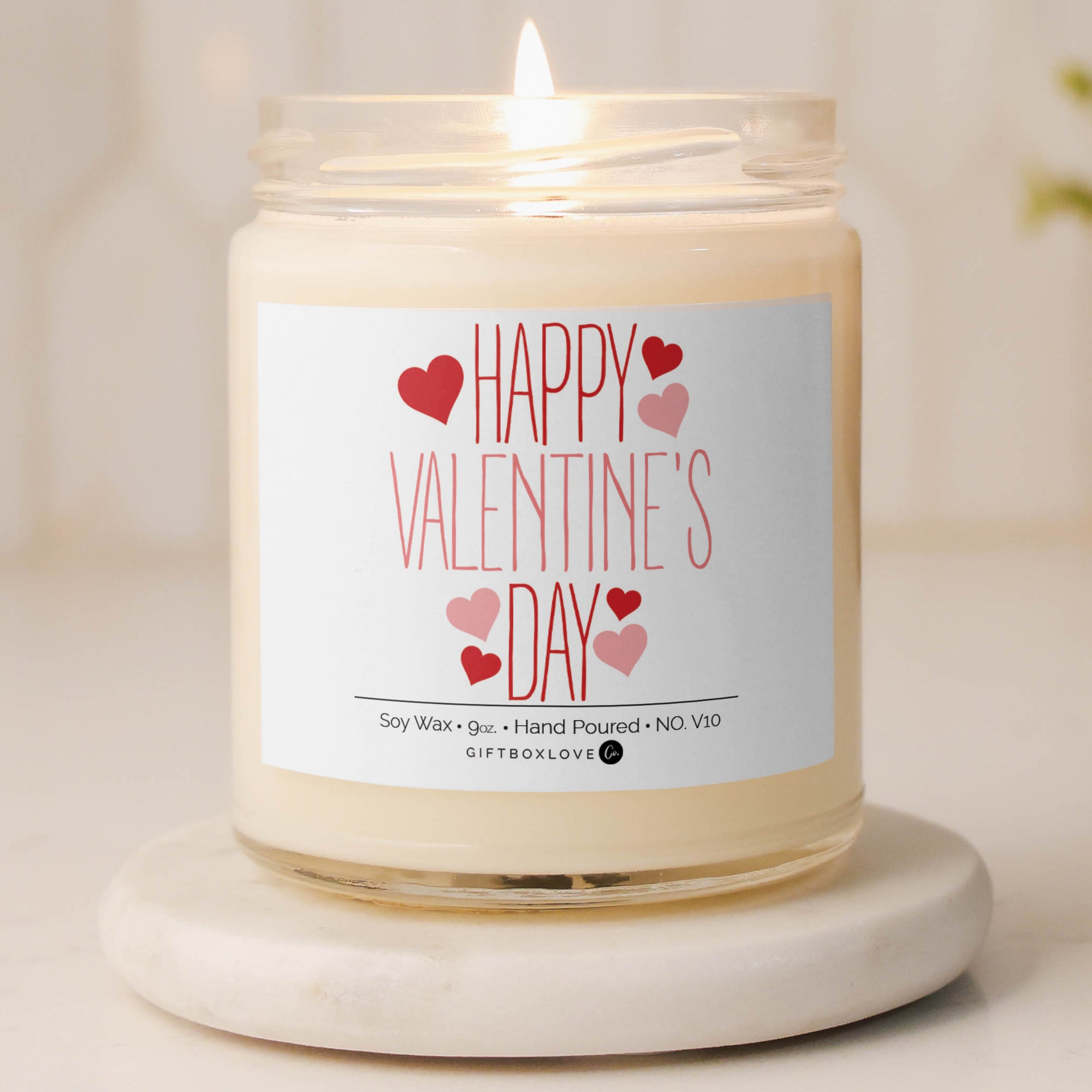 Happy Valentine’s Day 9 oz vanilla soy wax candle, perfect for creating a cozy, romantic ambiance or gifting to your special someone on Valentine’s Day.