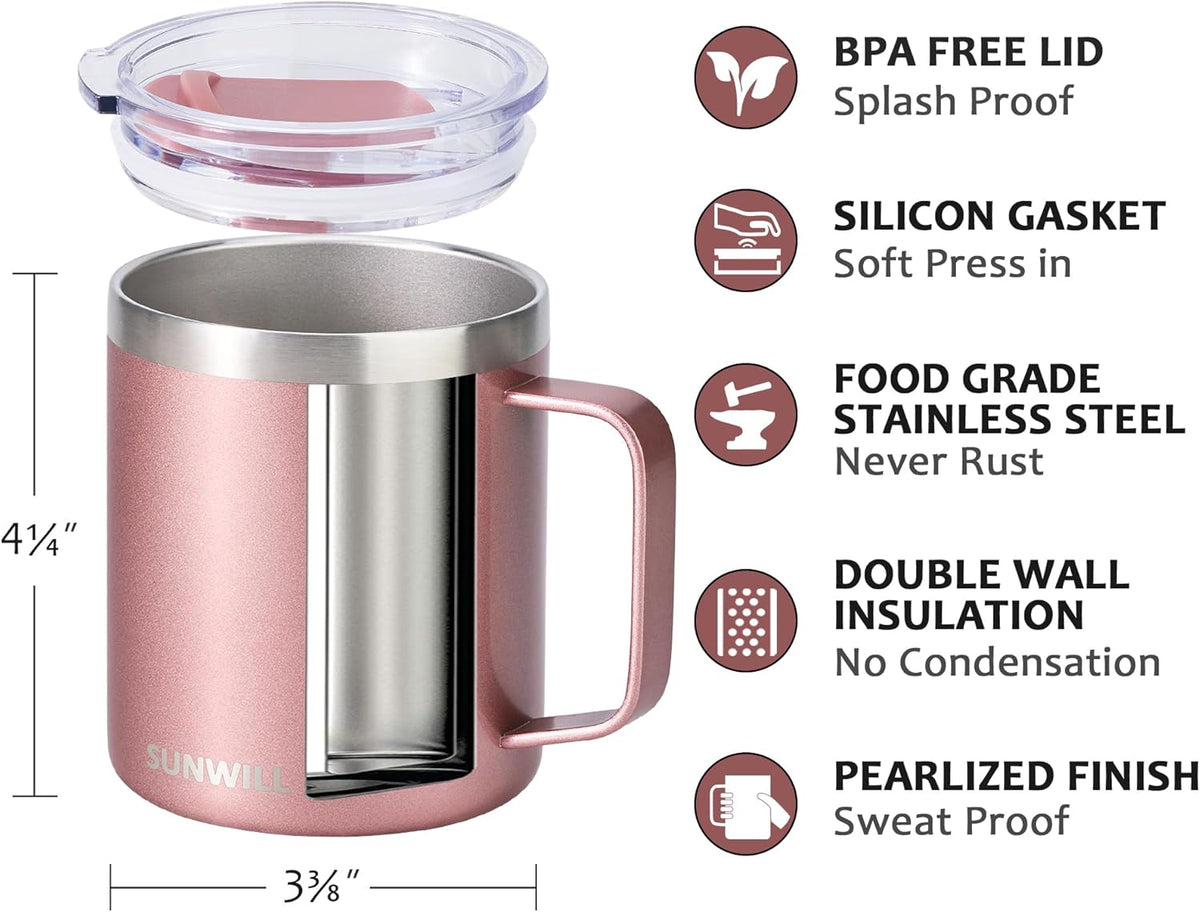 14 oz Insulated Travel Coffee Mug – Rose Gold