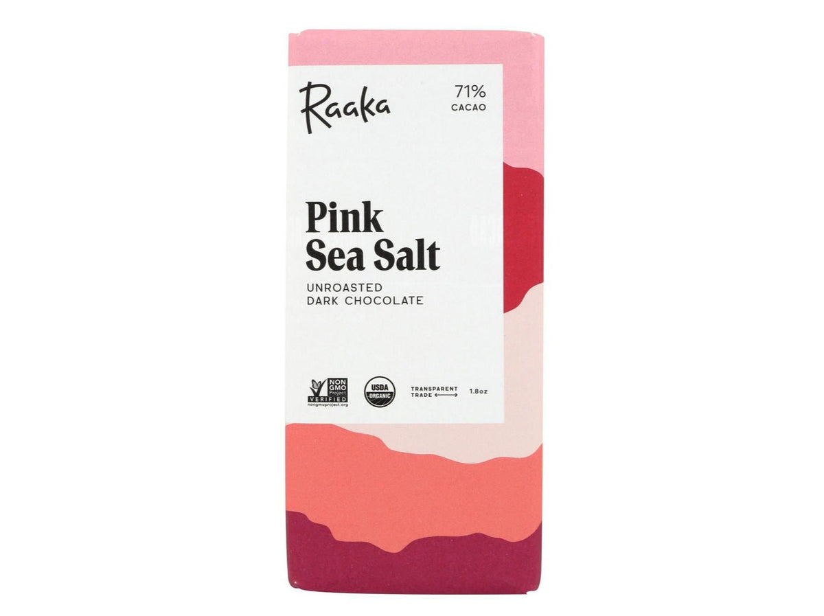 Pink Sea Salt Unroasted Dark Chocolate Bar