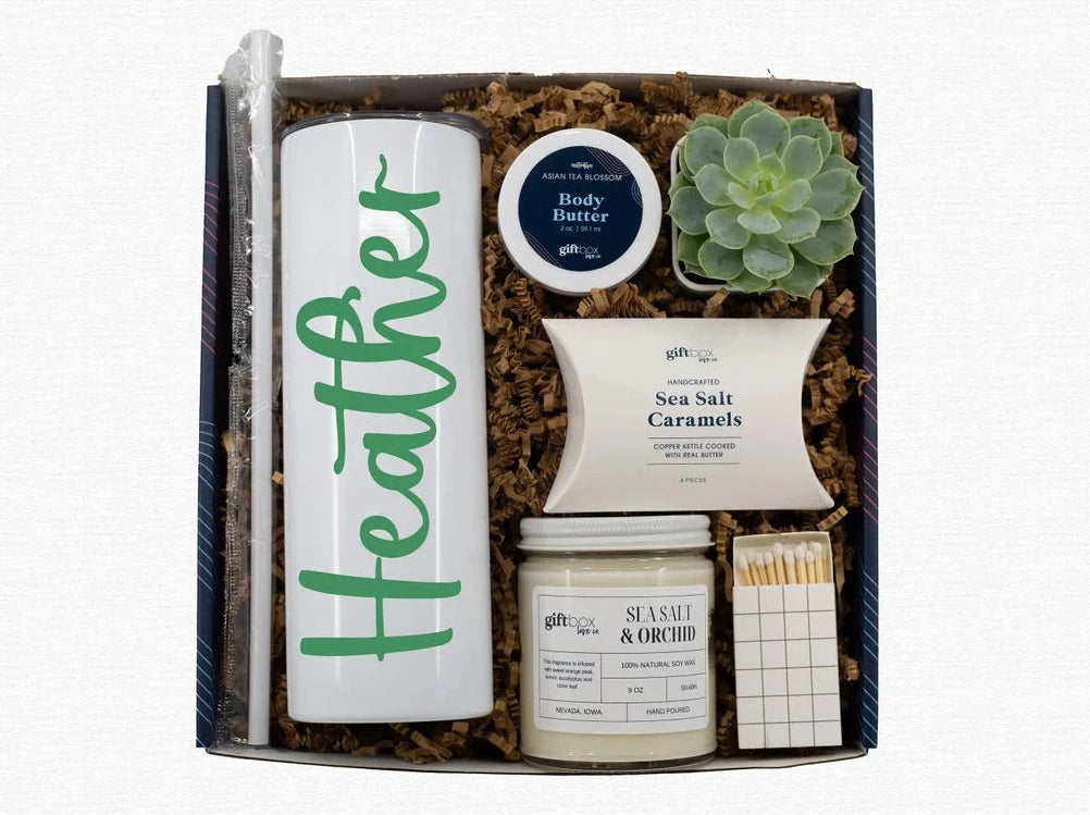 Personalized Tumbler with Succulent Gift Box