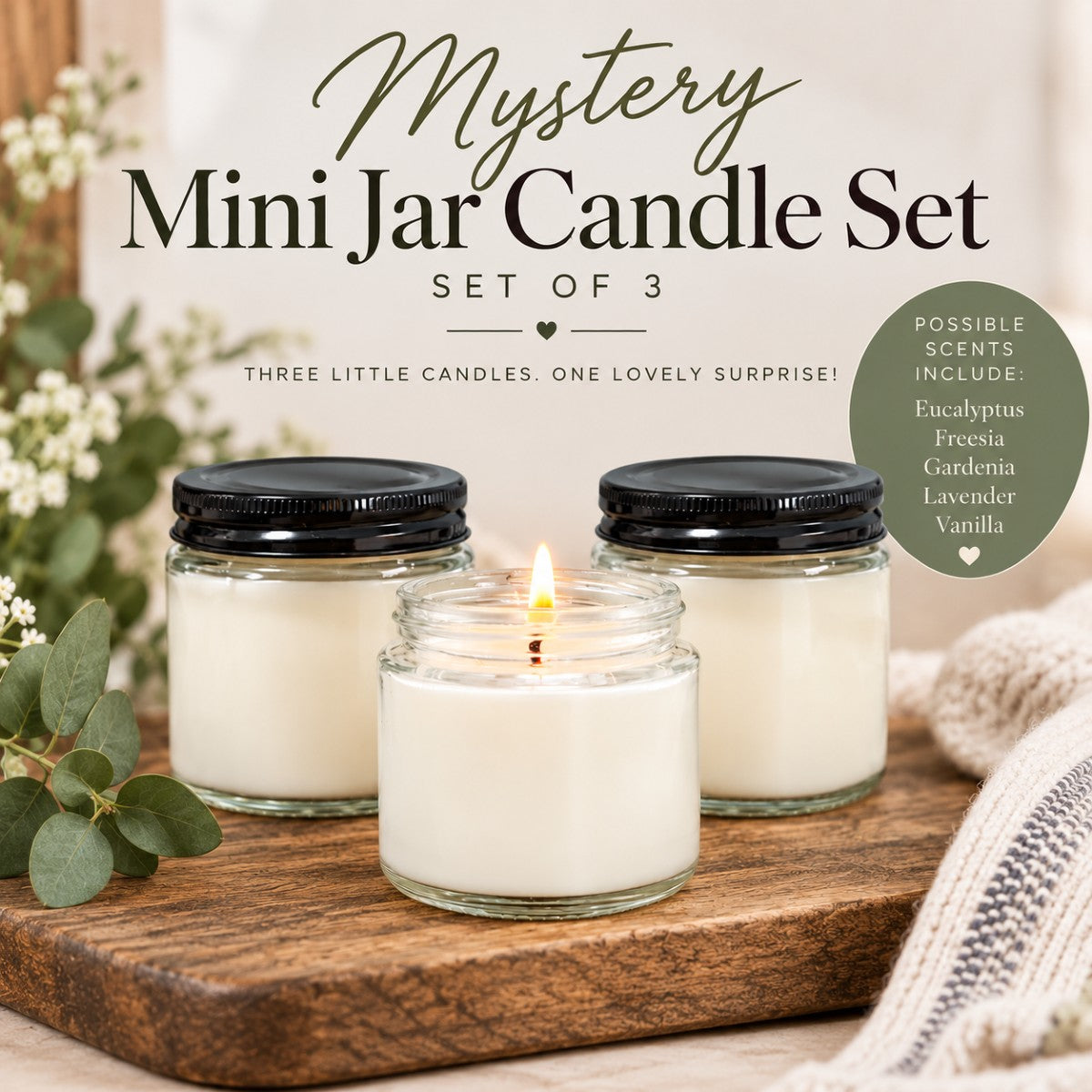 Mystery Mini Jar Candle Set – Set of 3