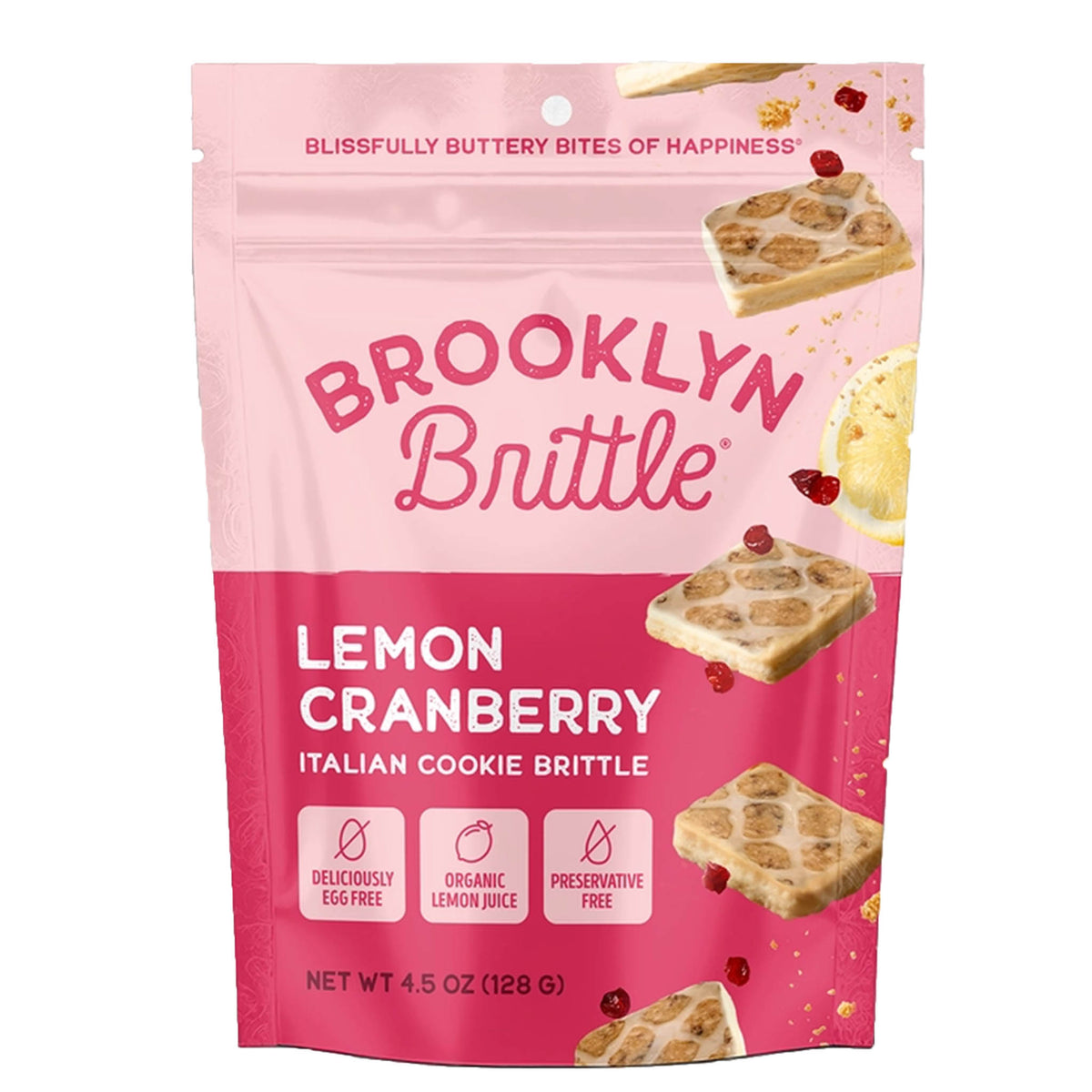 Brooklyn Brittle lemon cranberry Italian cookie brittle 4.5 oz bag