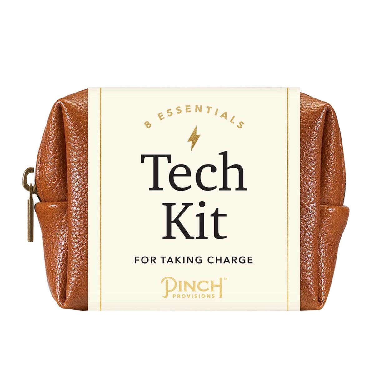Mini tech kit with charging cable phone stand webcam cover and accessories in pouch