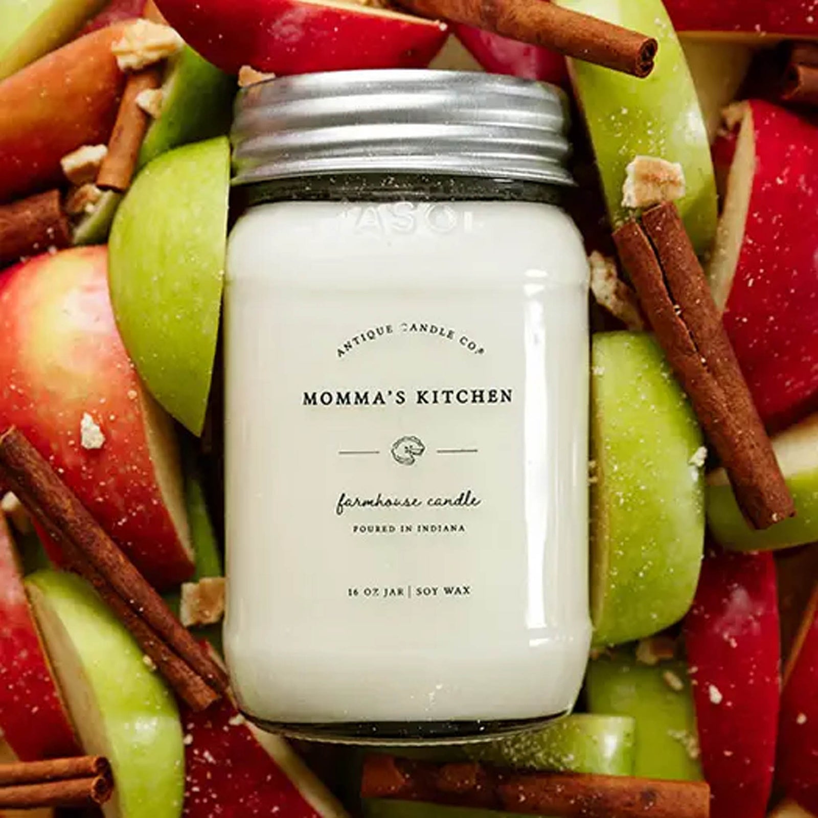 mommas kitchen soy candle in farmhouse mason jar