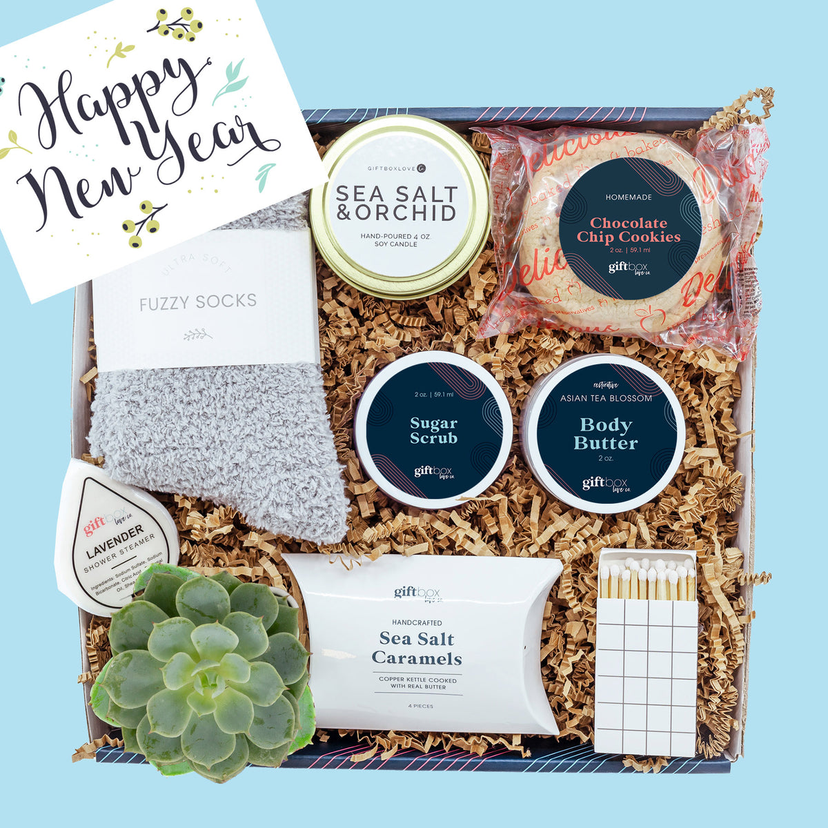 New Year Soothe &amp; Sweeten Gift Box, a thoughtful Happy New Year gift designed to bring comfort, joy, and warm wishes for fresh beginnings.