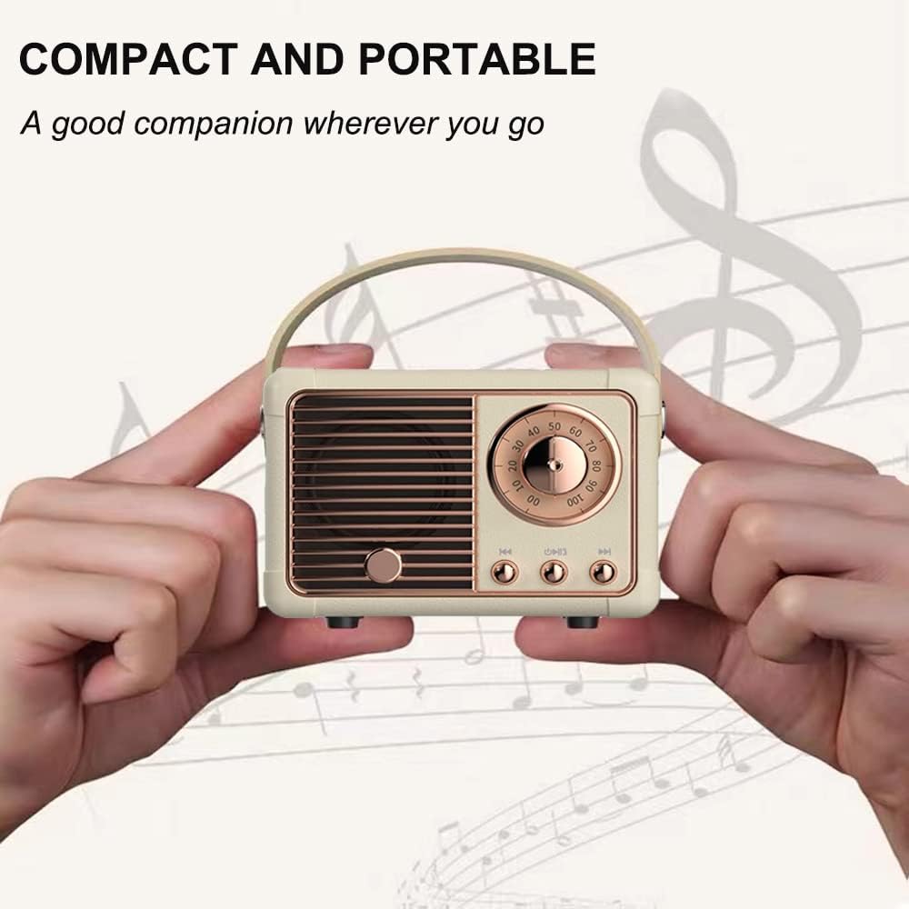 Retro Portable Bluetooth Speaker – Beige Vintage Mini Speaker
