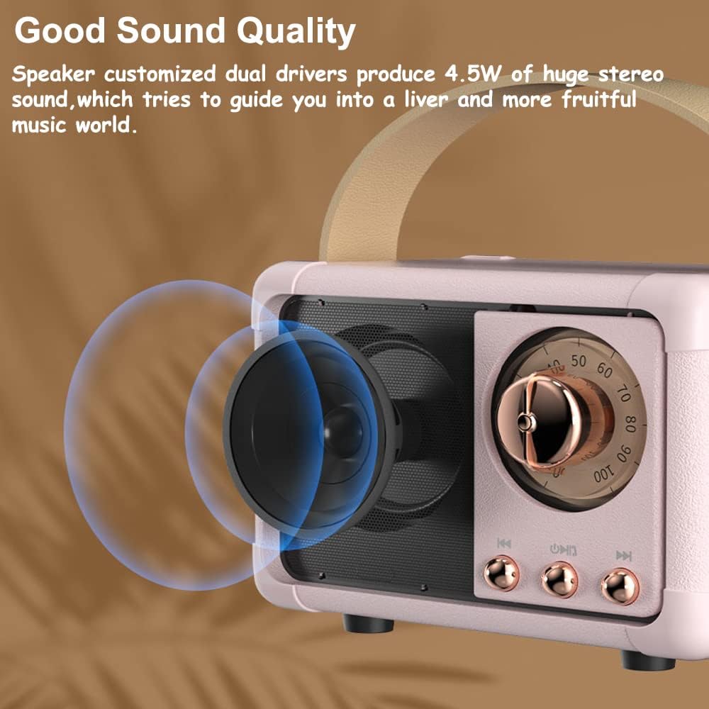 Retro Portable Bluetooth Speaker – Beige Vintage Mini Speaker