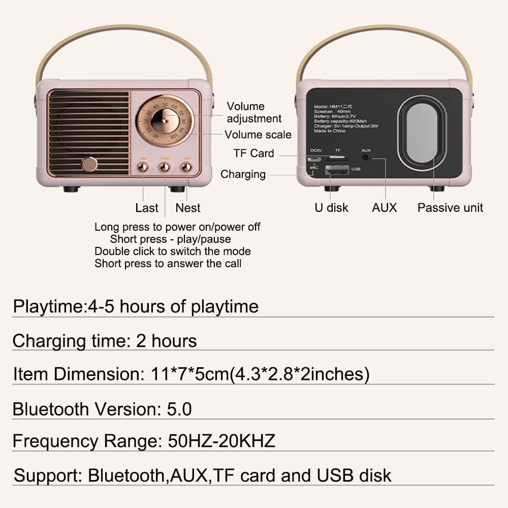 Retro Portable Bluetooth Speaker – Beige Vintage Mini Speaker