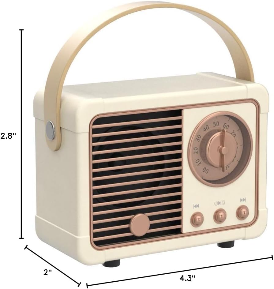 Retro Portable Bluetooth Speaker – Beige Vintage Mini Speaker