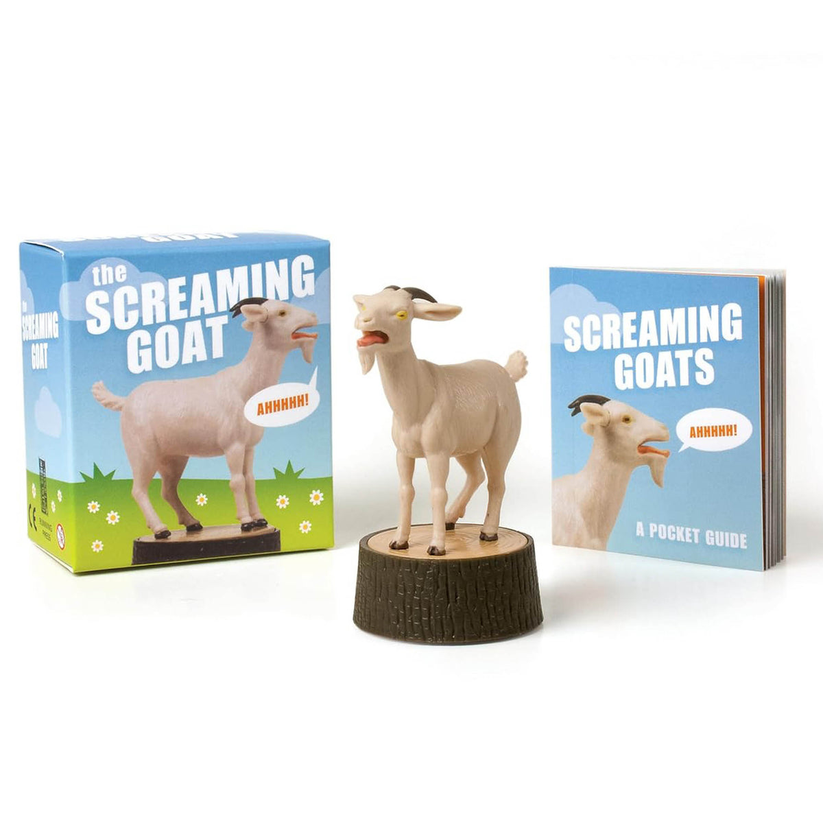 Screaming goat desk toy with pocket guide and gift box