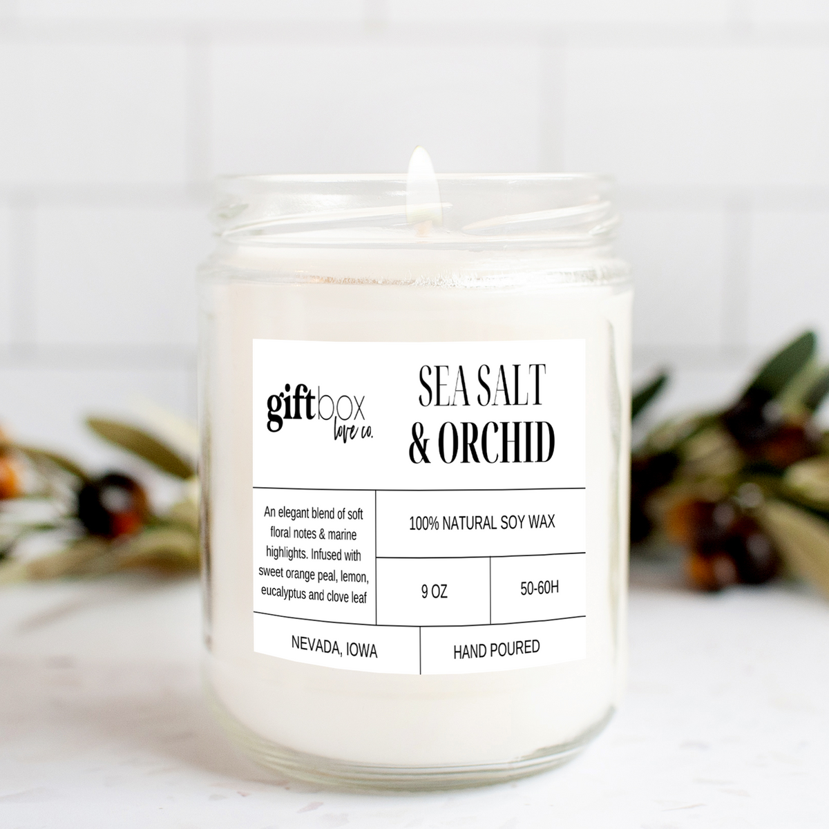 Sea Salt &amp; Orchid Soy Wax Candle - 9 oz