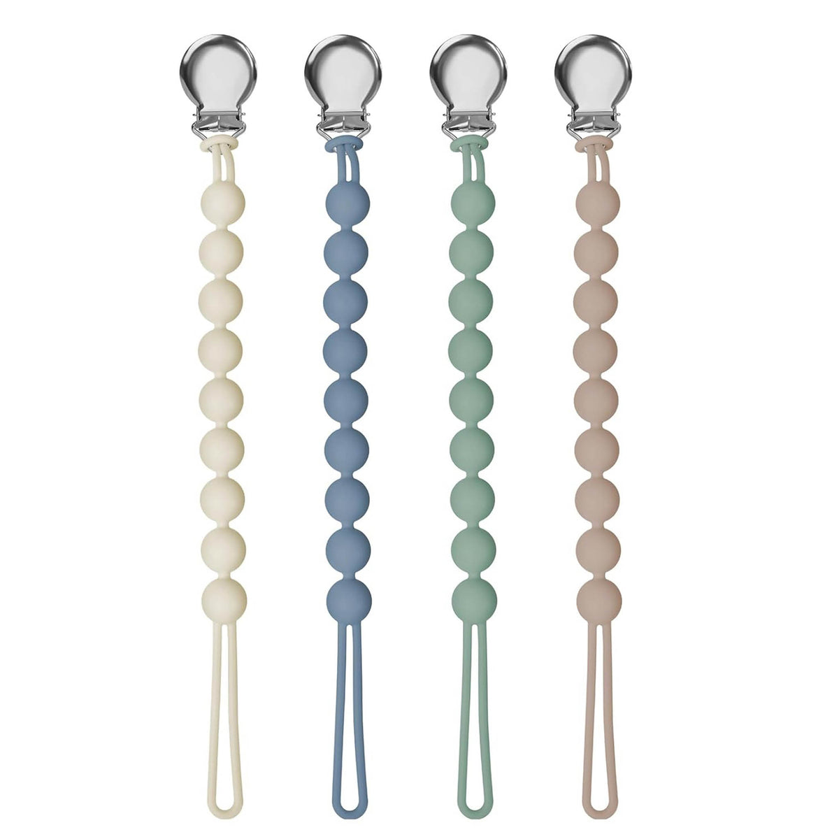 Single silicone pacifier clip with neutral beads