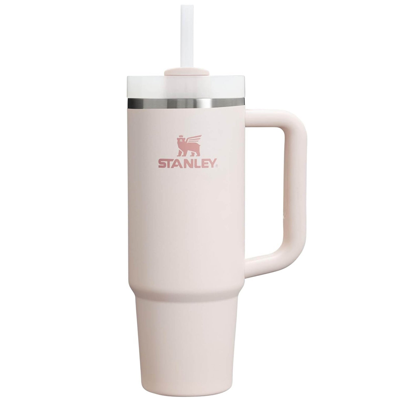 Soft blush pink Stanley Quencher 40 oz tumbler with handle and straw