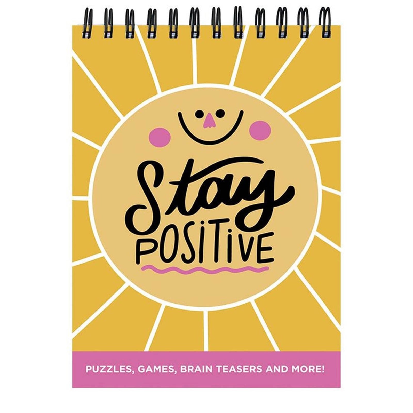 stay positive spiral puzzle and activity book with games and brain teasers