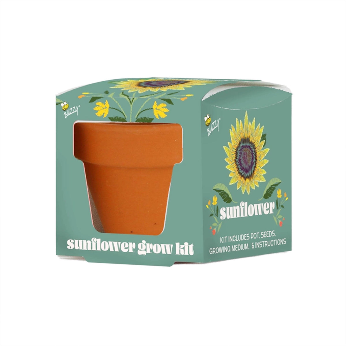sunflower grow kit with seeds and mini terracotta pot