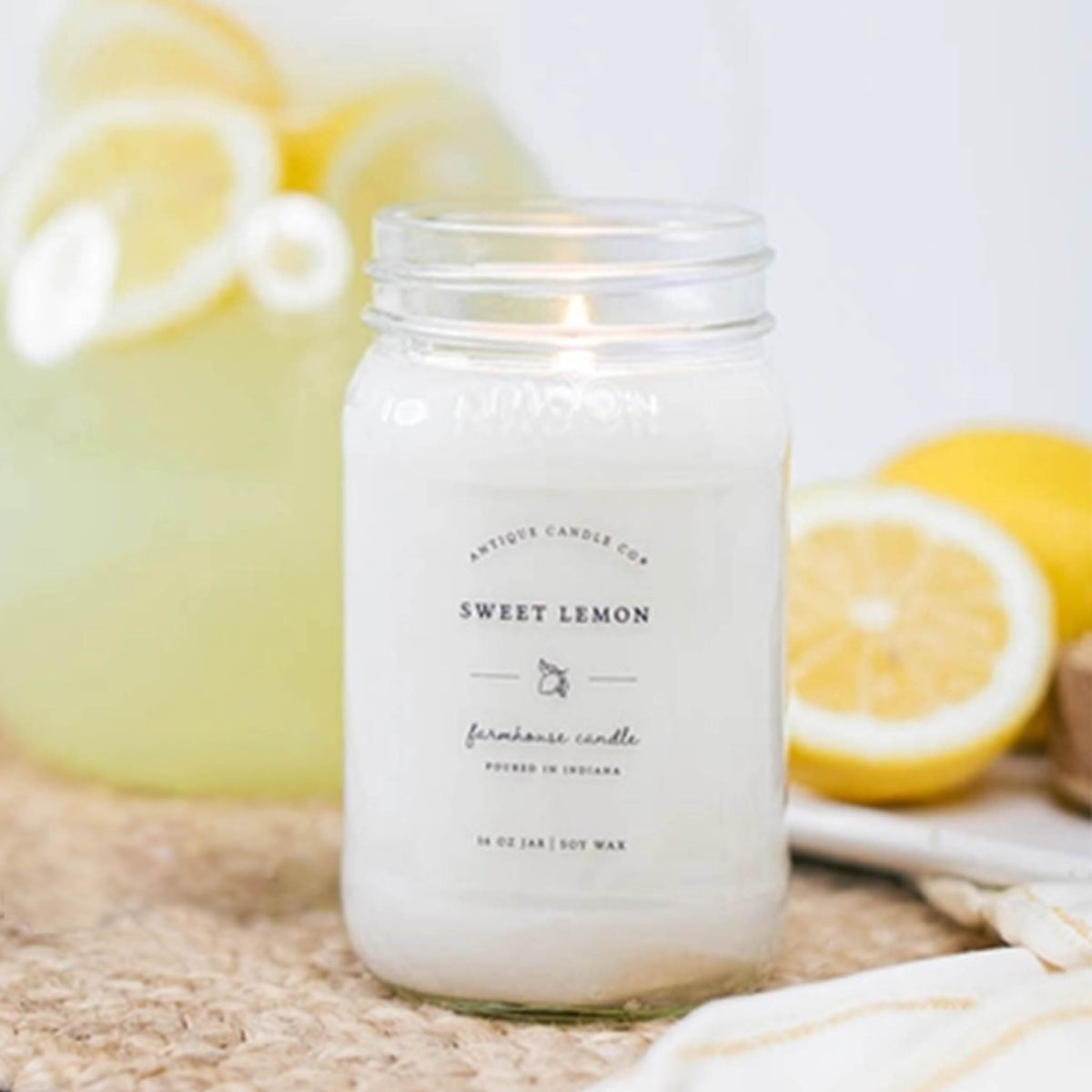 sweet lemon soy candle 16 oz mason jar farmhouse style