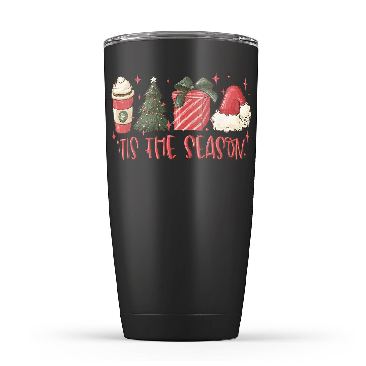 Black ’Tis the Season 20 oz Christmas tumbler